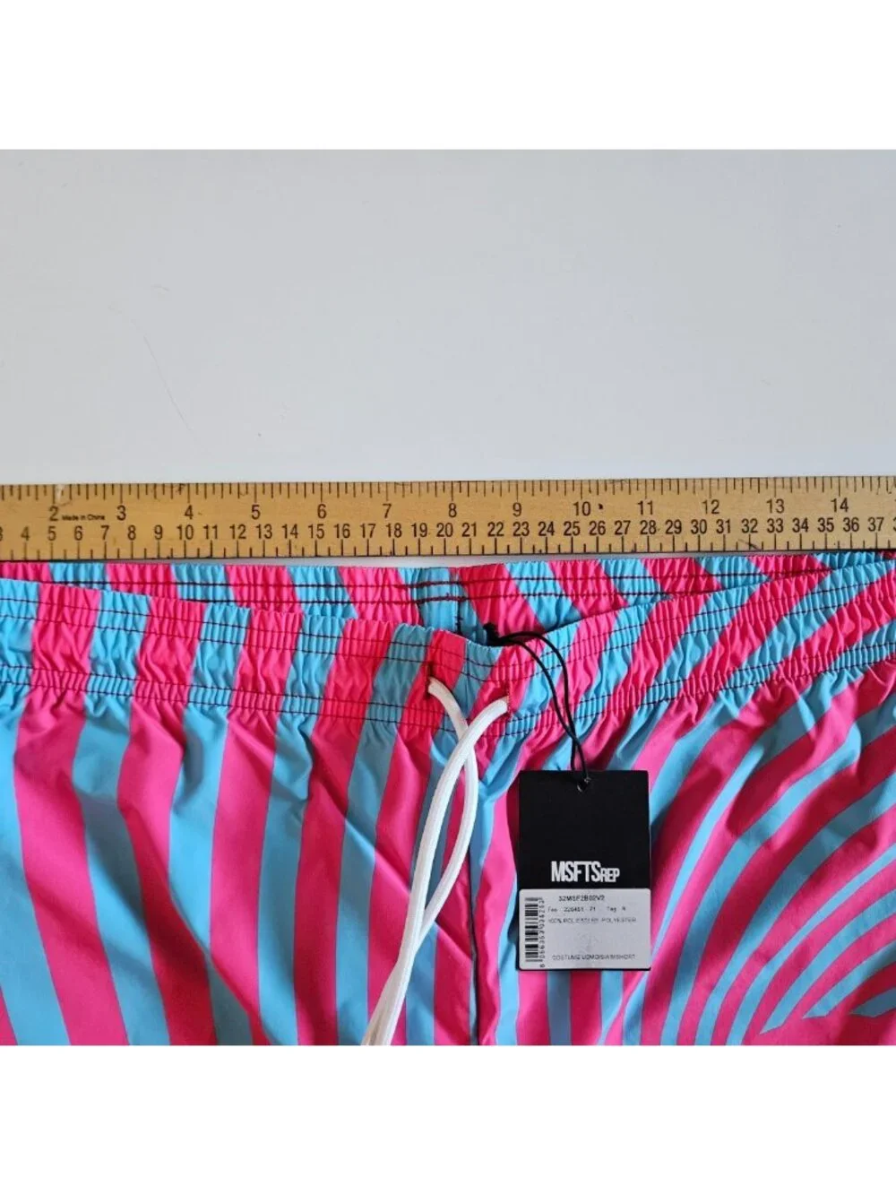NWT MSFTSrep Costume Uomo Men's Psychedelic Swim Trunks Pink Blue Small S